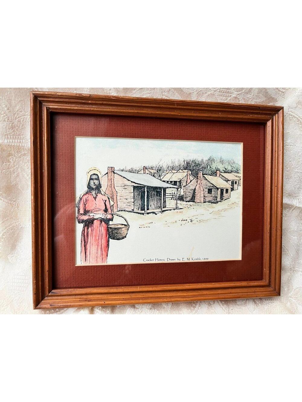 Vintage Framed Print “Cracker Homes” by E.M. Kemble 1888